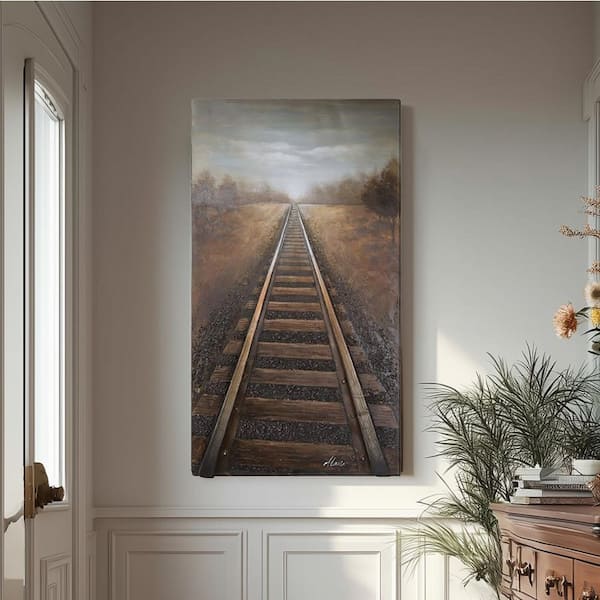 Yosemite Home Decor 66 in. x 37 in. "Vanishing Into The Distance" Hand Painted Contemporary Artwork