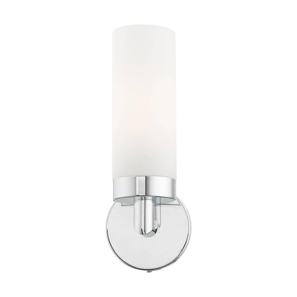 Sleek Urban Aero Chrome Wall Sconce with White Glass Shade