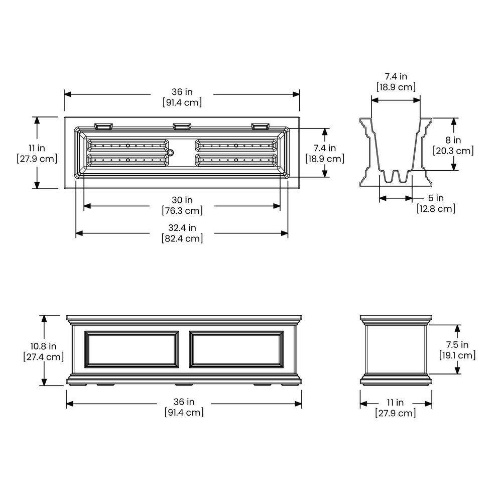 Fairfield Espresso Resin 36" Self-Watering Window Box Planter