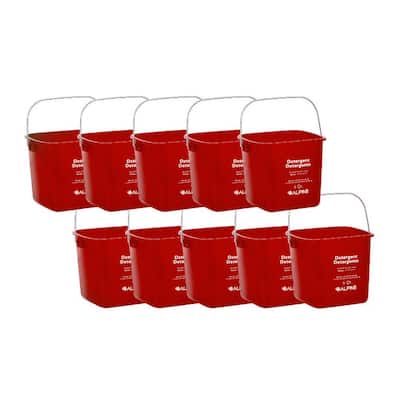 6 Qt. Red Plastic Cleaning Bucket Pail (10-Pack)