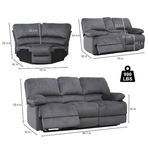 Microfiber 3 Piece Sofa, Grey Leather Sofa 3 2 1 22