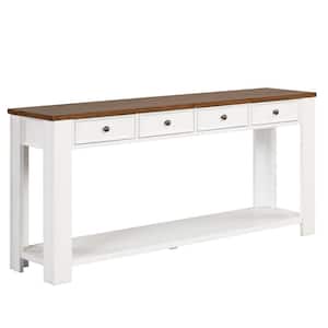 63 in. Rectangle Pine Wood Console Table with 4 Drawers and 1 Bottom Shelf Easy Assembly 64 in. Long Sofa Table