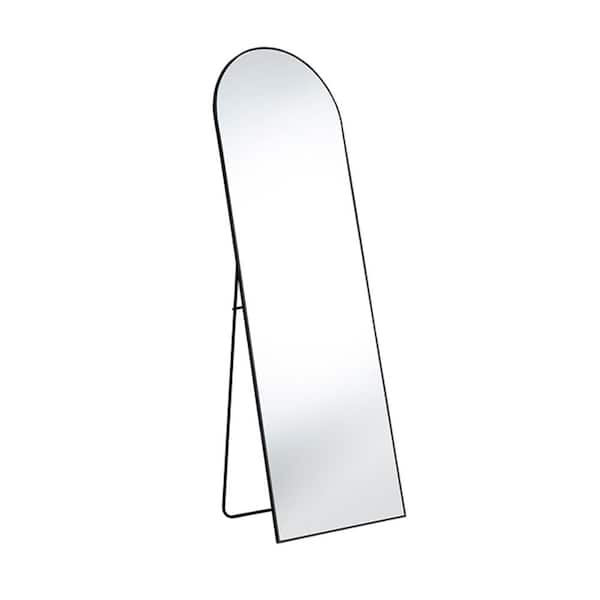 Unbranded Black 21 in. W x 64 in. H Farmhose Arch Glass Framed Mirror Wall Mirror Wall Decor Mirror