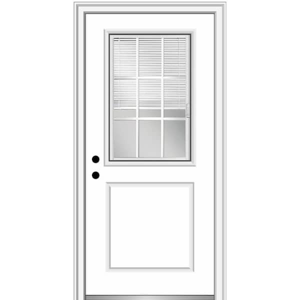 MMI DOOR 36 in. x 80 in. Internal Blinds/Grilles Right-Hand 1/2 Lite 1-Panel Clear Primed Fiberglass Smooth Prehung Front Door