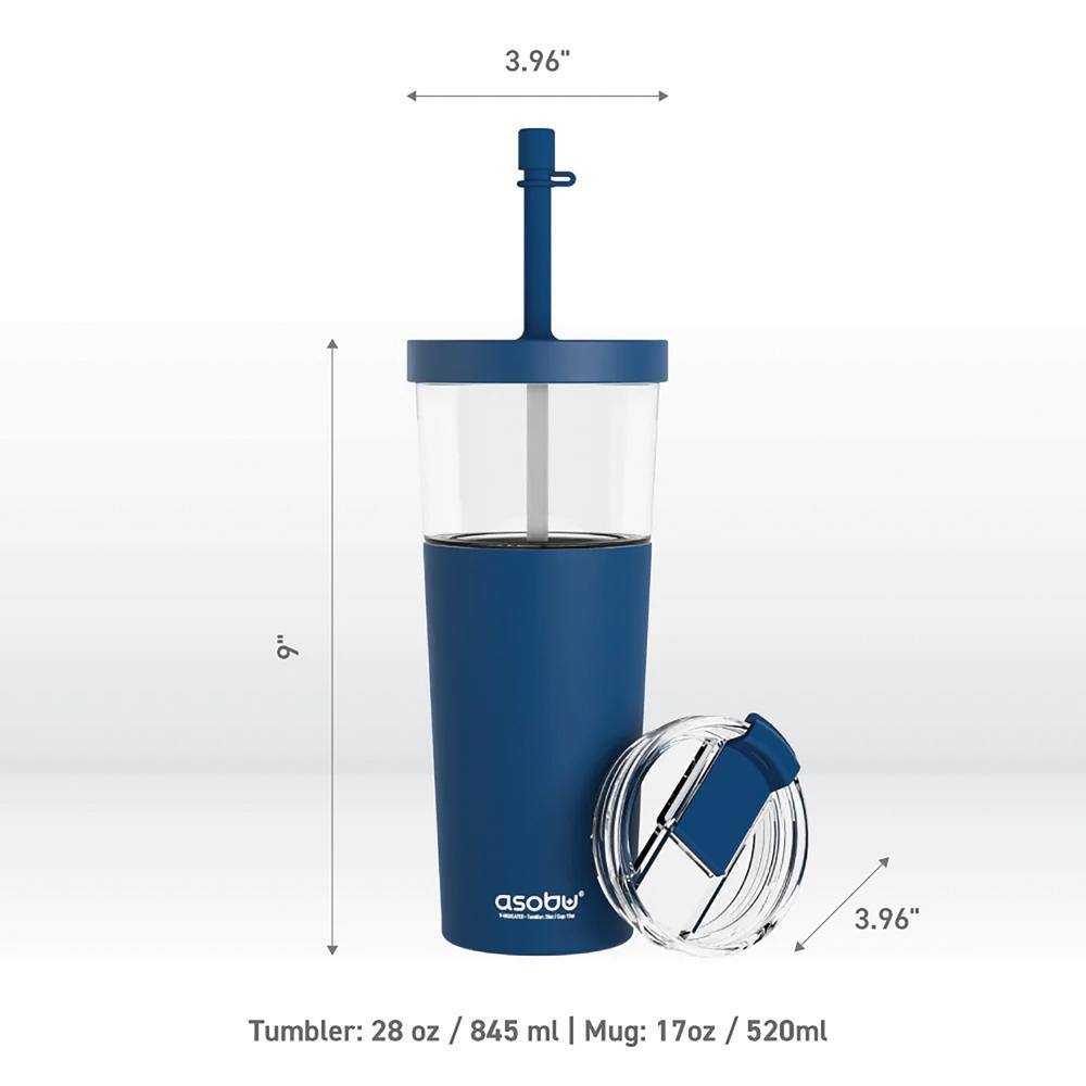 Blue Stainless Steel 28oz Travel Tumbler with Silicone Base