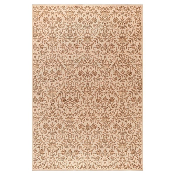Concord Global Trading Jewel Collection Damask Ivory Rectangle Indoor 9 ft. 3 in. x 12 ft. 6 in. Area Rug