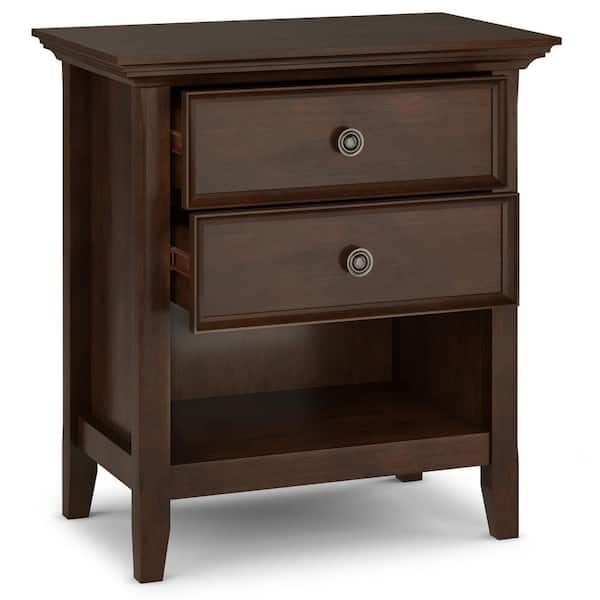 Simpli Home Amherst 2-Drawer Russet Brown Bedside Table (26 in. H 