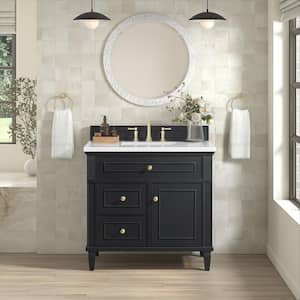 Lorelai 36.0 in. W. x 23.5 in. D x 34.06 in. H Single Bathroom Vanity in Black Onyx with White Zeus Quartz Top