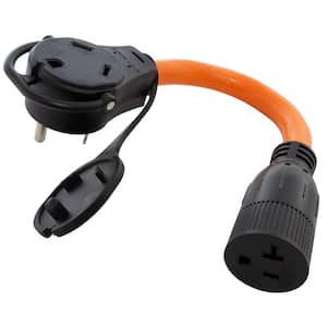1 ft. 30 Amp RV Piggy-Back Plug with 15/20 Amp Household Connector