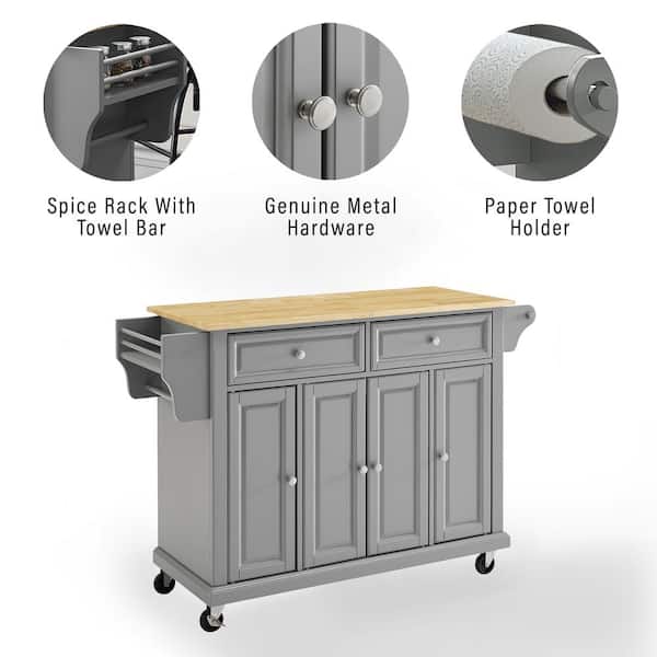 Crosley Furniture Brown Composite Base with Composite Wood Top Kitchen Island (18-in x 52-in x 34-in)
