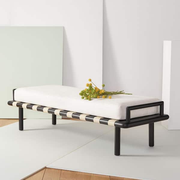 Constantine Black/White Entryway Bench 70 in.