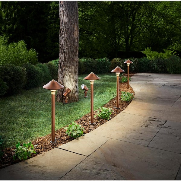 Low Voltage Step or Path Light, Weathered Brass