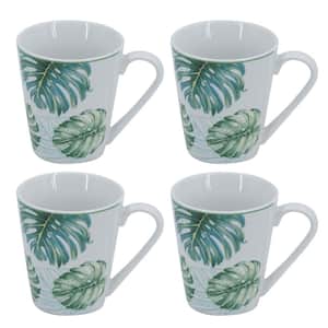 10 oz. Green Clay Botanical Botanical Porcelain Mug (Set of 4)