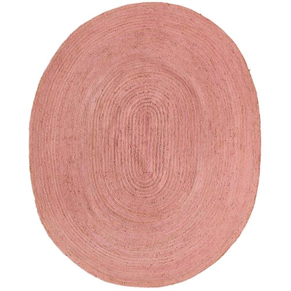 Unique Loom Braided Jute Dhaka Light Pink 8' 0 x 10' 0 Area Rug