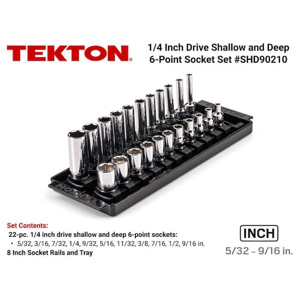 1/4 in. Drive 6-Point Socket Set with Rails (5/32 in.-9/16 in.) (22-Piece)