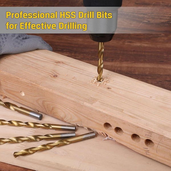 276pc Titanium High Speed Steel Twist Drill Bit Set with S2 Bits