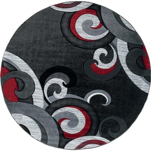 Bristol Rhiannon Red 7 ft. 10 in. x 7 ft. 10 in. Round Rug