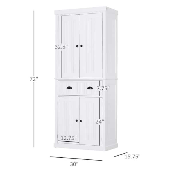 Homcom White Freestanding Kitcken, Home Depot Kitchen Storage Cabinets Free Standing