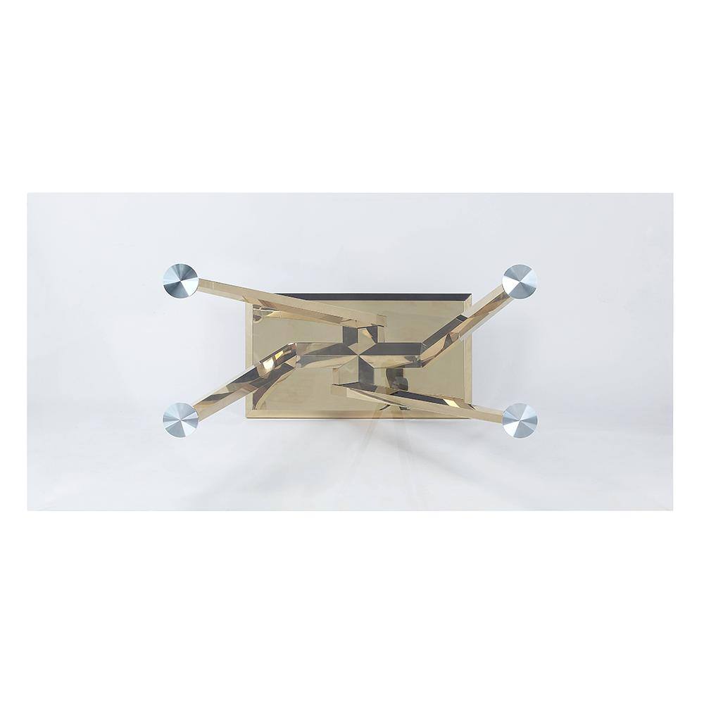 Contemporary Rectangular Clear Glass and Gold Dining Table