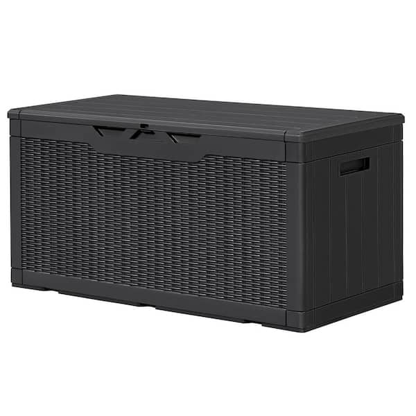 Unbranded 100 Gal. Large Black Resin Deck Box with side handles and Lockable Lid