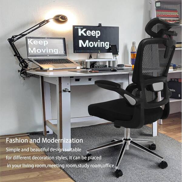 FENBAO Ergonomic Black Mesh Chair Executive Home Office Chairs with Lumbar Support Armrest Rolling Swivel Adjustable Mid Back