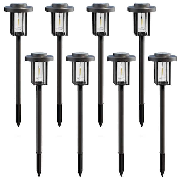 GIGALUMI Black LED Weather Resistant Outdoor Solar Path Light (8-Pack)