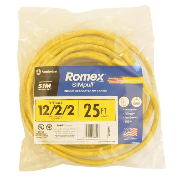 Southwire 28828201 Romex Non-Metallic Sheathed Cable w/Ground, 12/2,Co –  Toolbox Supply