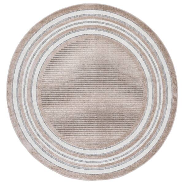 Cabana 7 x 7 Beige/Ivory Stripe Round Rug