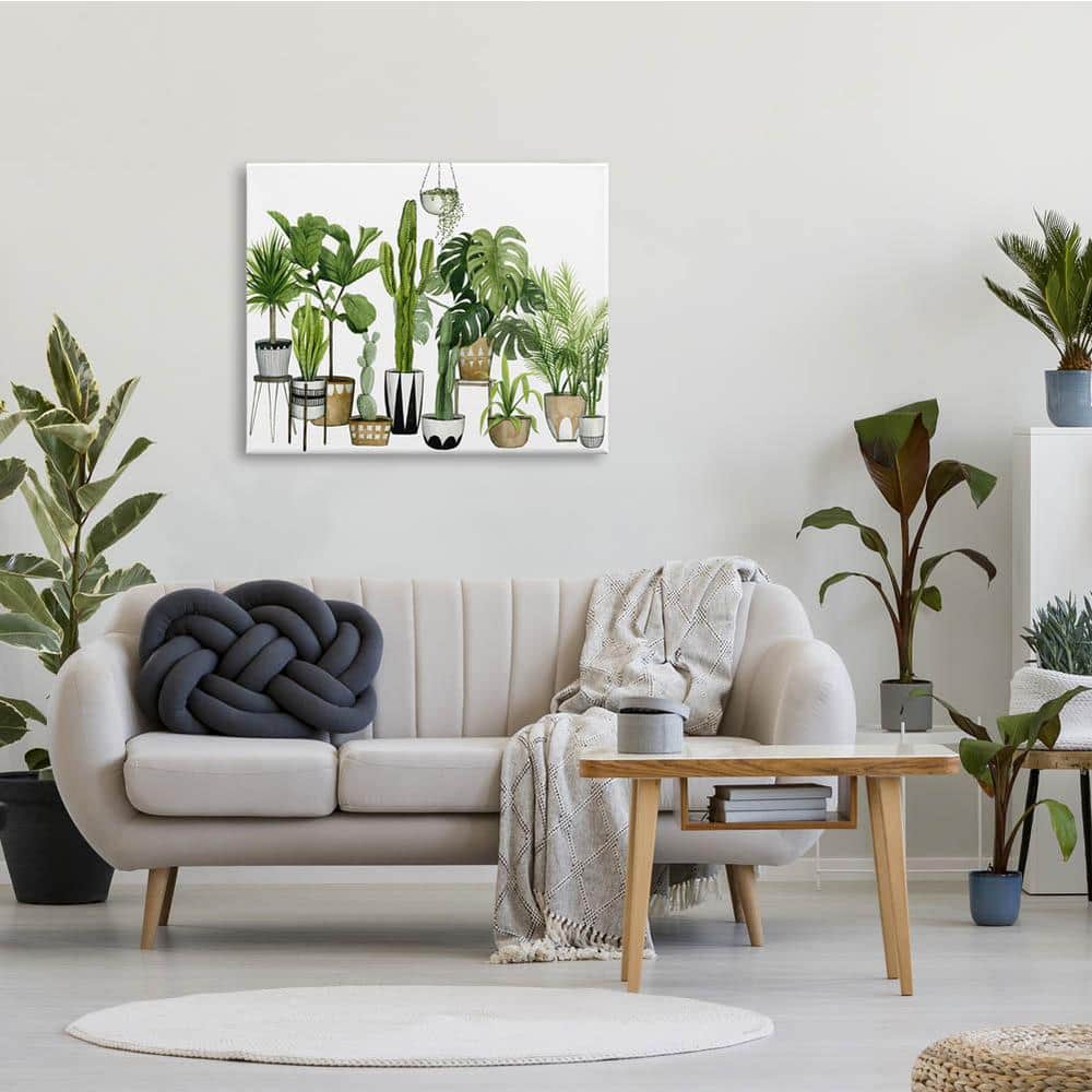 Boho Green and Beige Plant Scene Canvas Wall Art