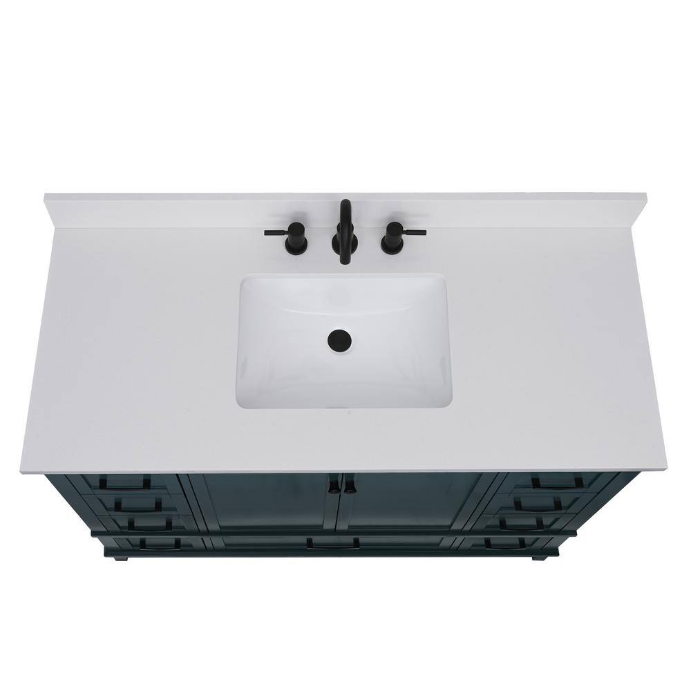 49'' Everest White Quartz Single Sink Bathroom Vanity Top