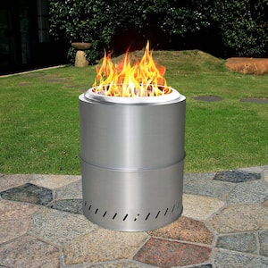 15 in. Smokeless Fire Pit Outdoor Stainless Steel Wood Burning Portable Fire Pit