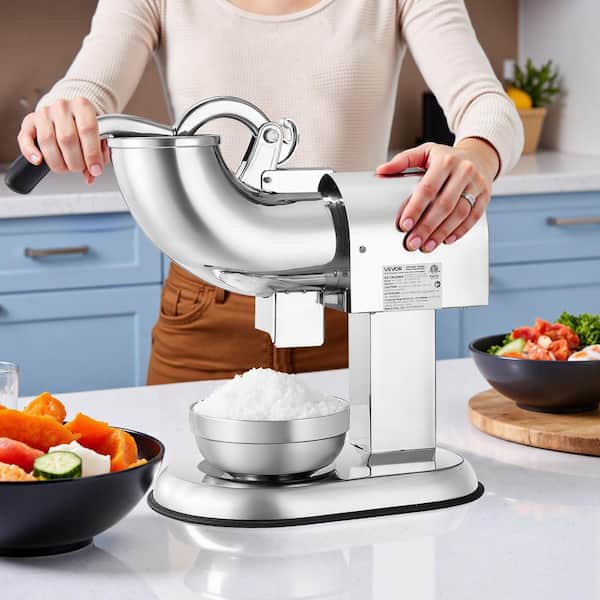 Snow Cone Machine 440lbs./H Electric Shaved Ice Crusher 350W with Bowl and Cover 1400RPM Ice Shaving Machine Blue