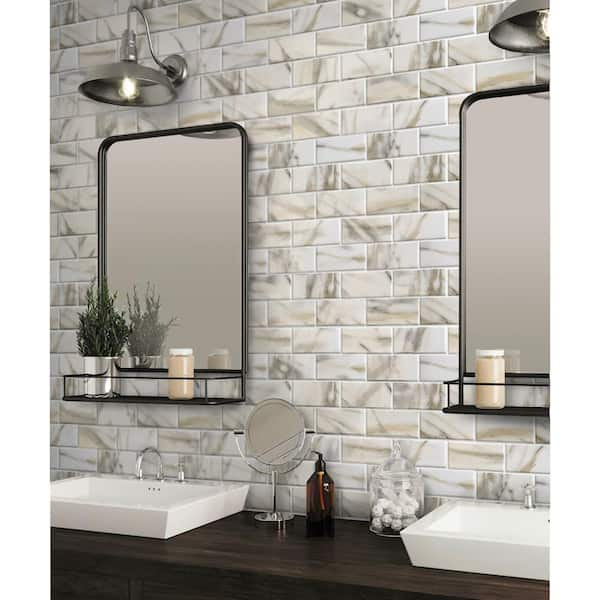 Apollo Tile Gray White 11.5 in. x 11.5 in. Matte Finished Subway