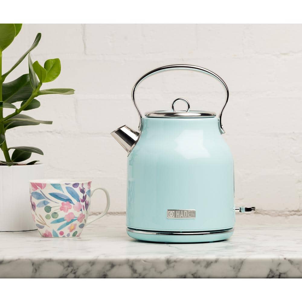 Turquoise Stainless Steel 1.8 qt Electric Kettle with Comfort Grip