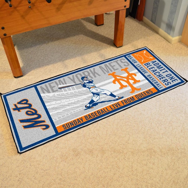 New York Mets Gray 2 ft. 6 in. x 6 ft. Ticket Runner Rug