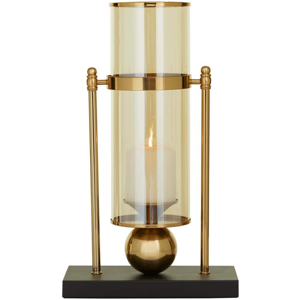 Cosmoliving By Cosmopolitan Gold Metal Pillar Hurricane Lamp 042828 The Home Depot 1831