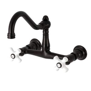 Vintage 2-Handle Wall-Mount Bathroom Faucets in Oil Rubbed Bronze