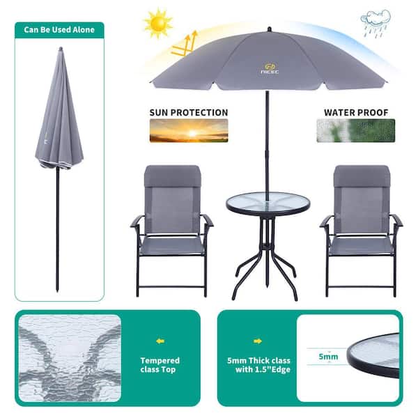 beige and black scalloped patio umbrella 9" Ivory Scallop-Edge Market Umbrella LED Strips Base