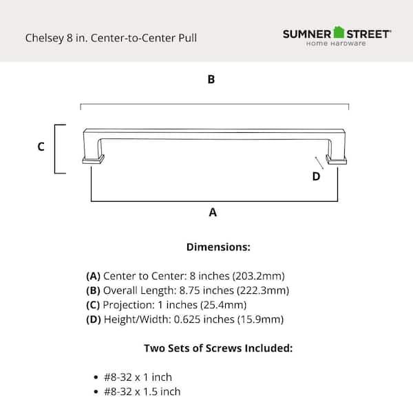 Sumner Street Home Hardware Chelsey (203Mm) Center to Center Rectangular Bar Drawer Pull