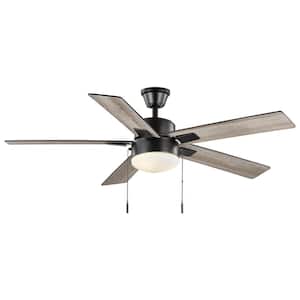 52 in. Corwin Indoor/Outdoor Matte Black LED Ceiling Fan with Light Kit