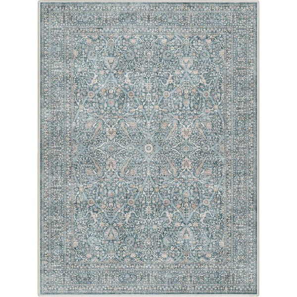 Well Woven Blue 3 ft. 11 in. x 5 ft. 3 in. Flat-Weave Asha Isolde Vintage Oriental Botanical Area Rug