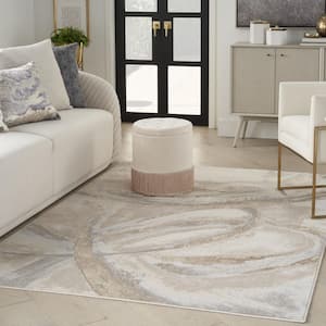 Brushstrokes Beige/Grey 5 ft. x 7 ft. Abstract Contemporary Area Rug