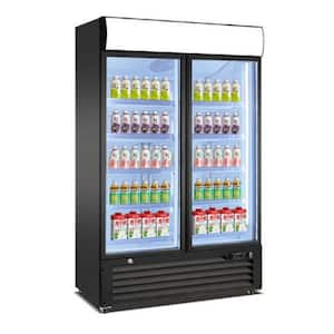48 in. W 34 cu. ft. Commercial Upright Display Refrigerator with 2 Swing Glass Door Beverage Cooler in Black