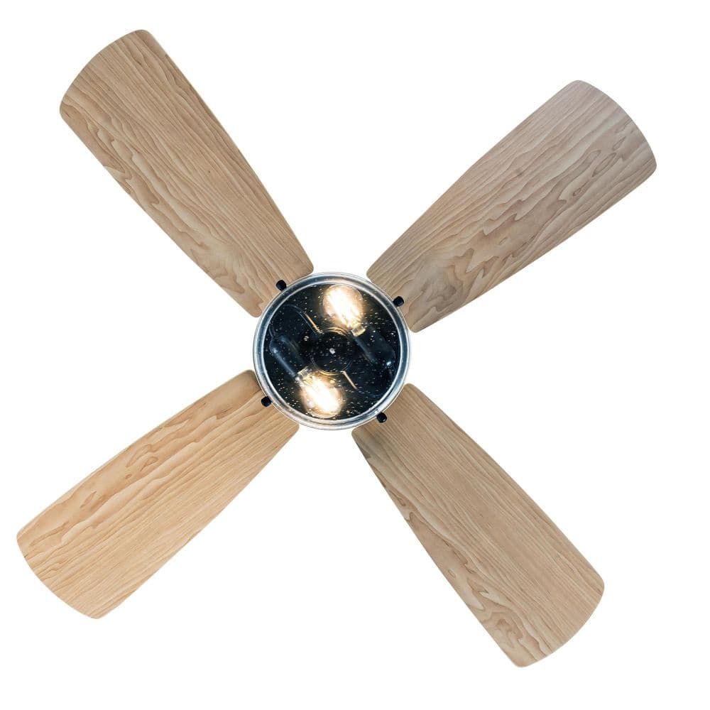 42" Almond and Light Oak Remote-Controlled Ceiling Fan with Lighting
