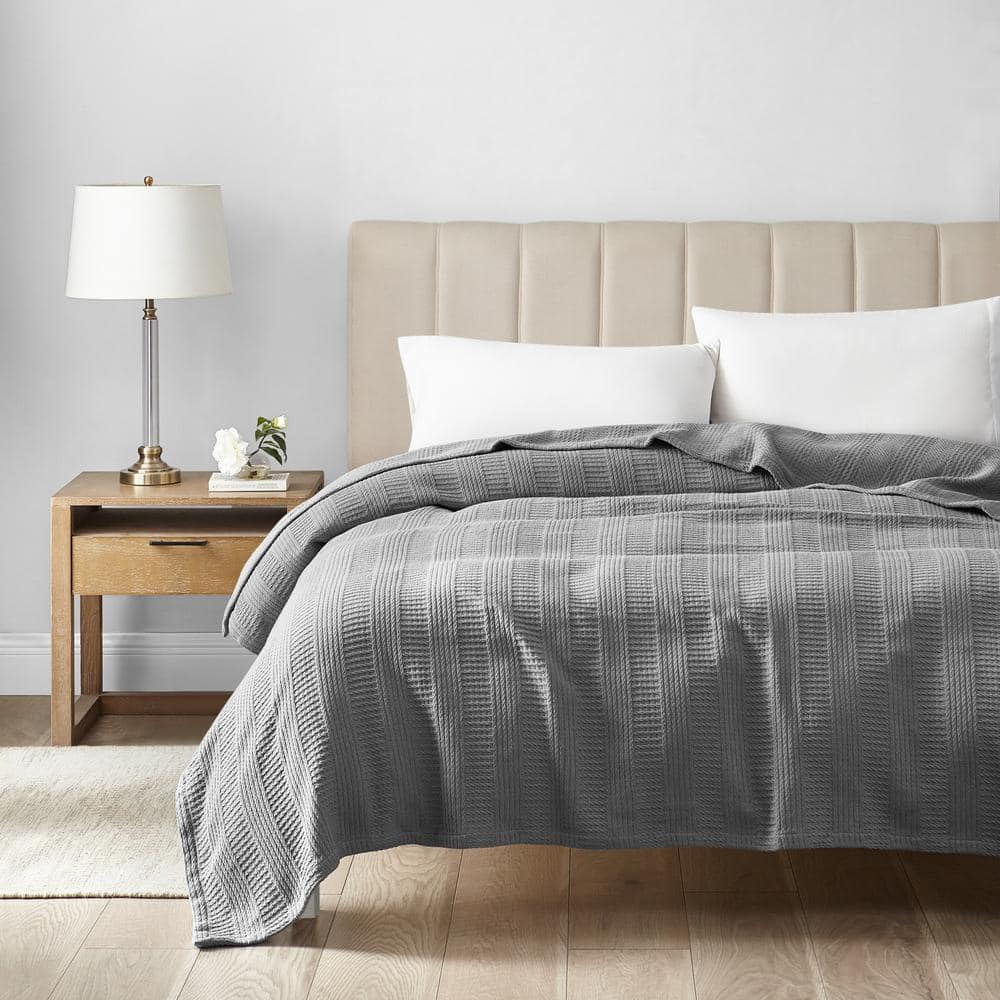 King Gray Woven Cotton Machine Washable Blanket