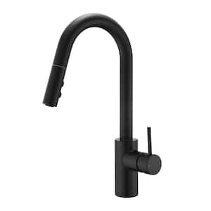Euro Modern Single-Handle Pull-Down Sprayer Kitchen Faucet with Accessories in Rust and Spot Resist in Matte Black