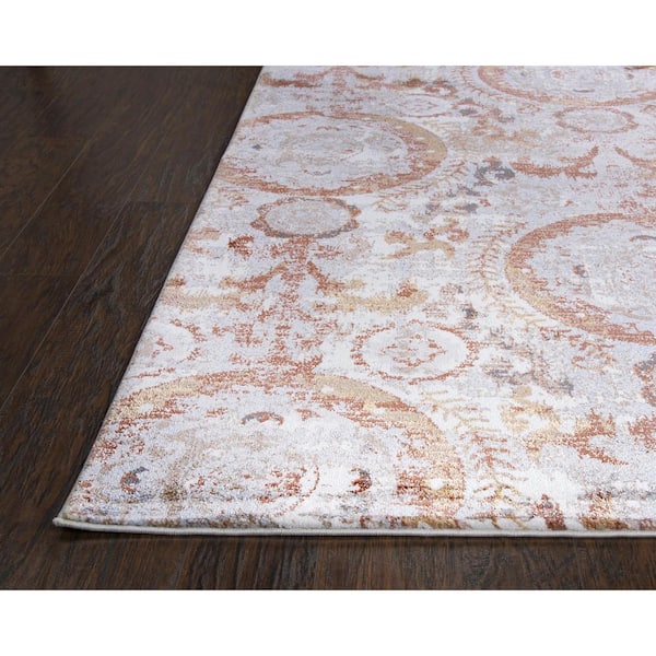 Lavish Gray/Rust 3 ft. 11 in. x 5 ft. 6 in. Medallion Area Rug