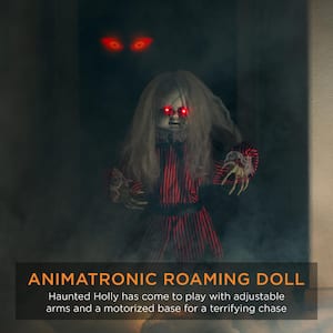 Haunted Holly 2 ft. Roaming Talking LED Animatronic Doll Halloween Prop