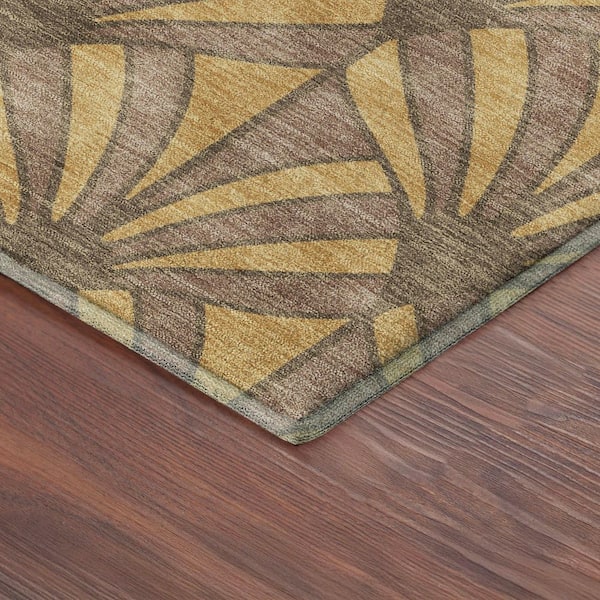 Mayfield Premium Machine Washable Abstract AMF2426 Gold 5 ft. x 7 ft. 6 in. Area Rug