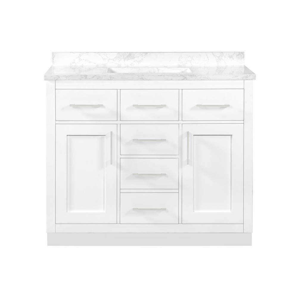 OVE Decors Stanley 42 in. W x 22 in. D x 34 in. H Single Sink Bath Vanity  in White with White Engineered Stone Top with Outlet 5VVA-STAN42-00 - The  Home Depot